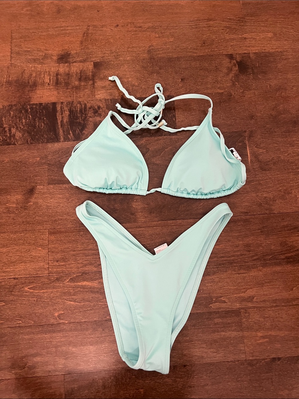Women’s Light Aqua Triangle Bikini Set - Classic Two-Piece Swim